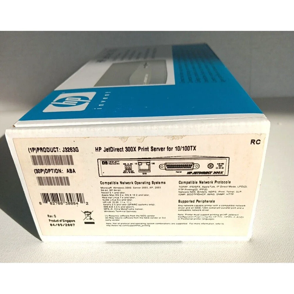 HP JetDirect 300X External Print Server New in Box Factory Sealed for 10/100 TX